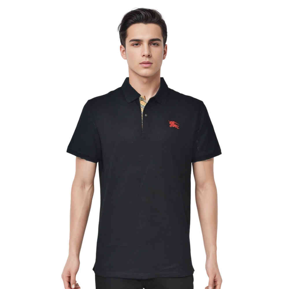 Black Burberry Embroidered logo Orange Premium T-shirt