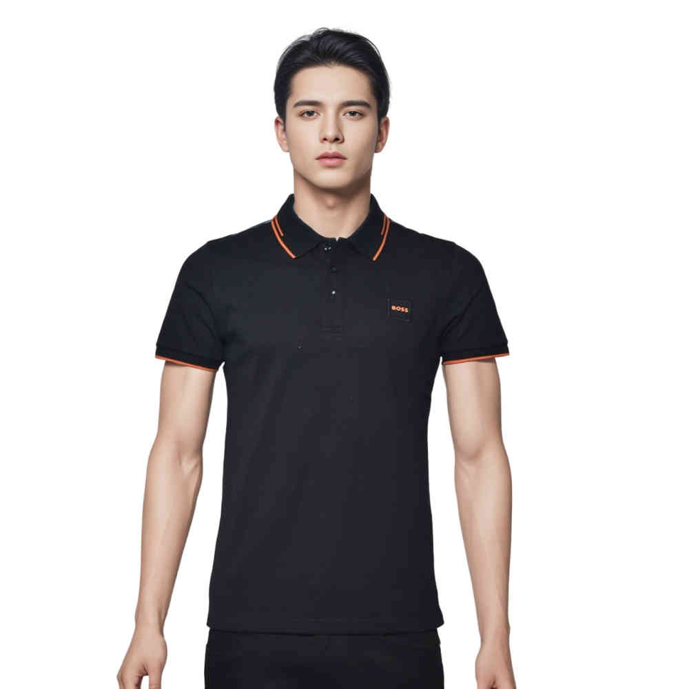 Black Boss logo Print White Premium Quality Polo T-shirt