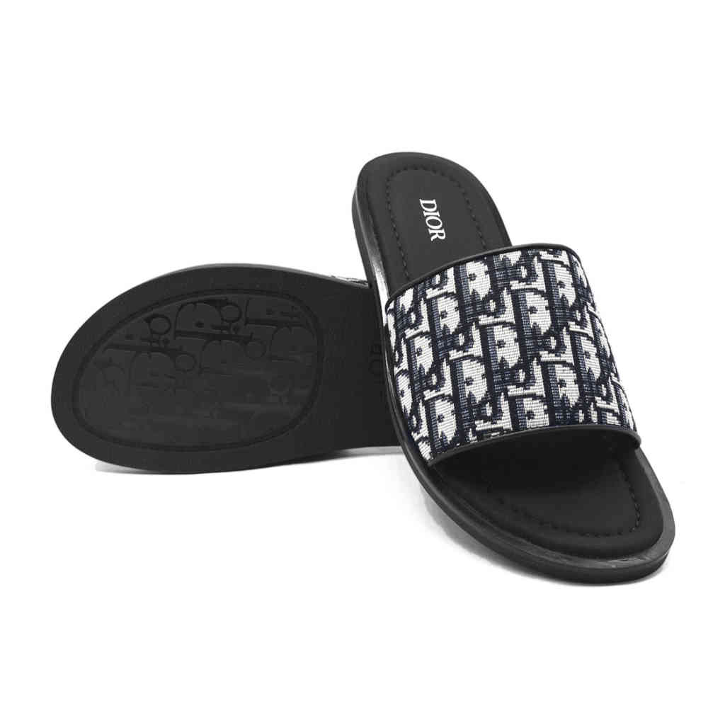 Dior Printed Black & Grey Premium Quality Flip-flops-5