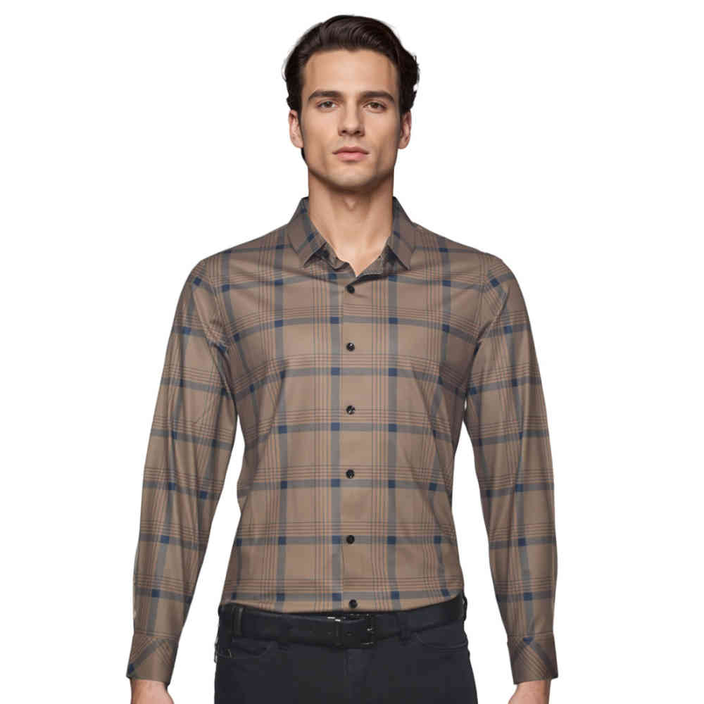 Brown Burberry Grey Checked Premium Men's Casual Shirt