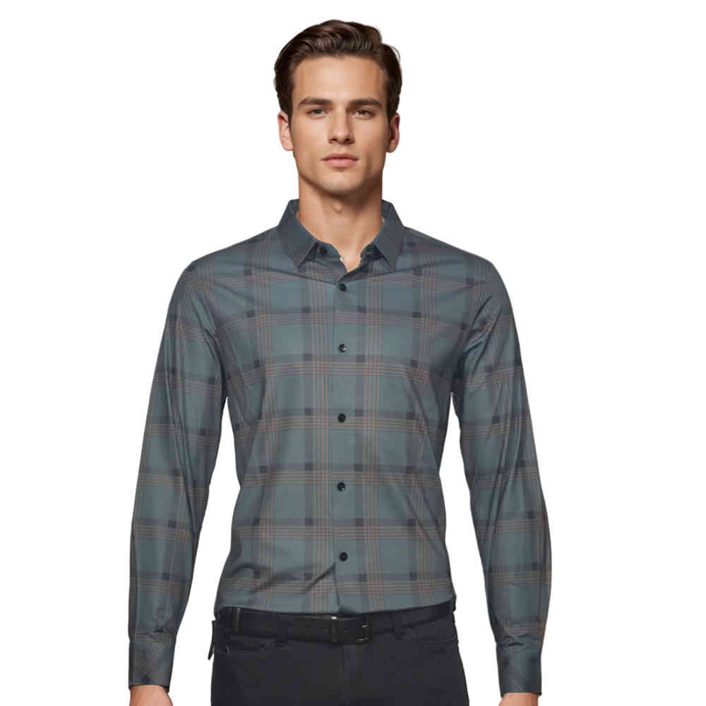 Green Burberry Grey Checked Premium Men's Casual Shirt