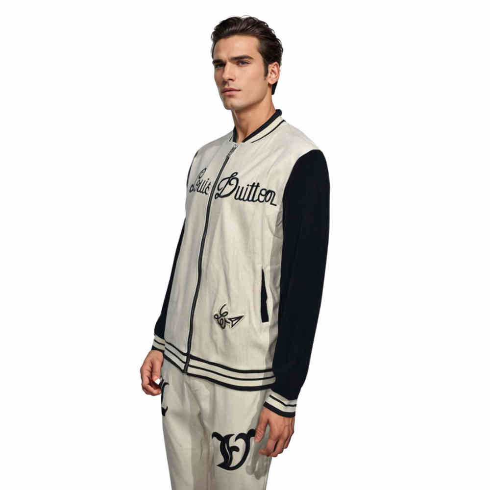Cream Louis Vuitton Black Premium Luxury Mens Tracksuit