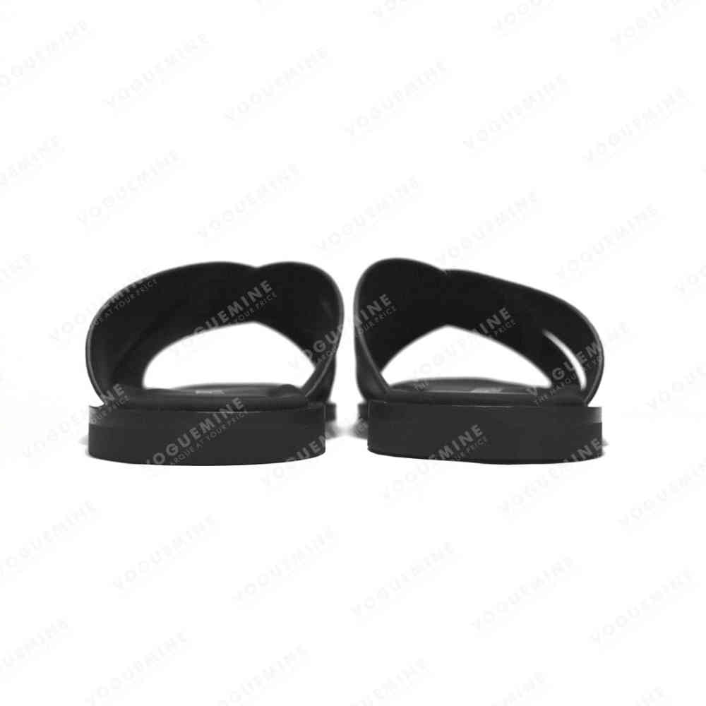 Prada Black Saffiano leather Crisscross Flip-flops-5