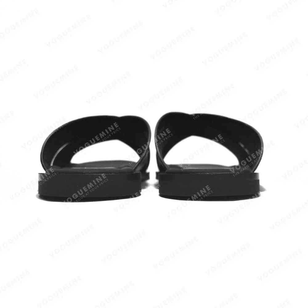 Prada Black Croc-embossed Crisscross Flip-flops-5