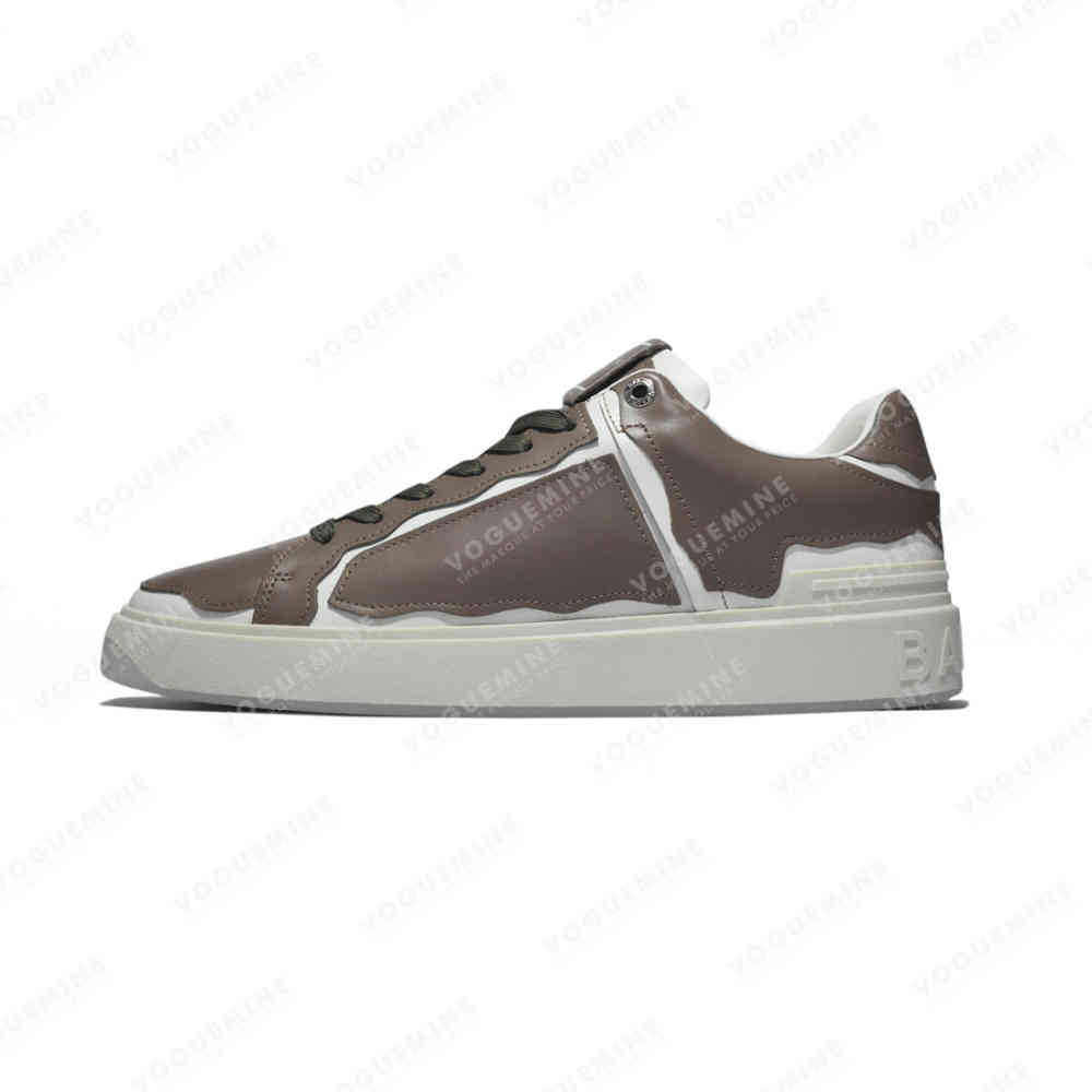 Brown & White Balmain Paris Black & White Premium Quality Sneakers