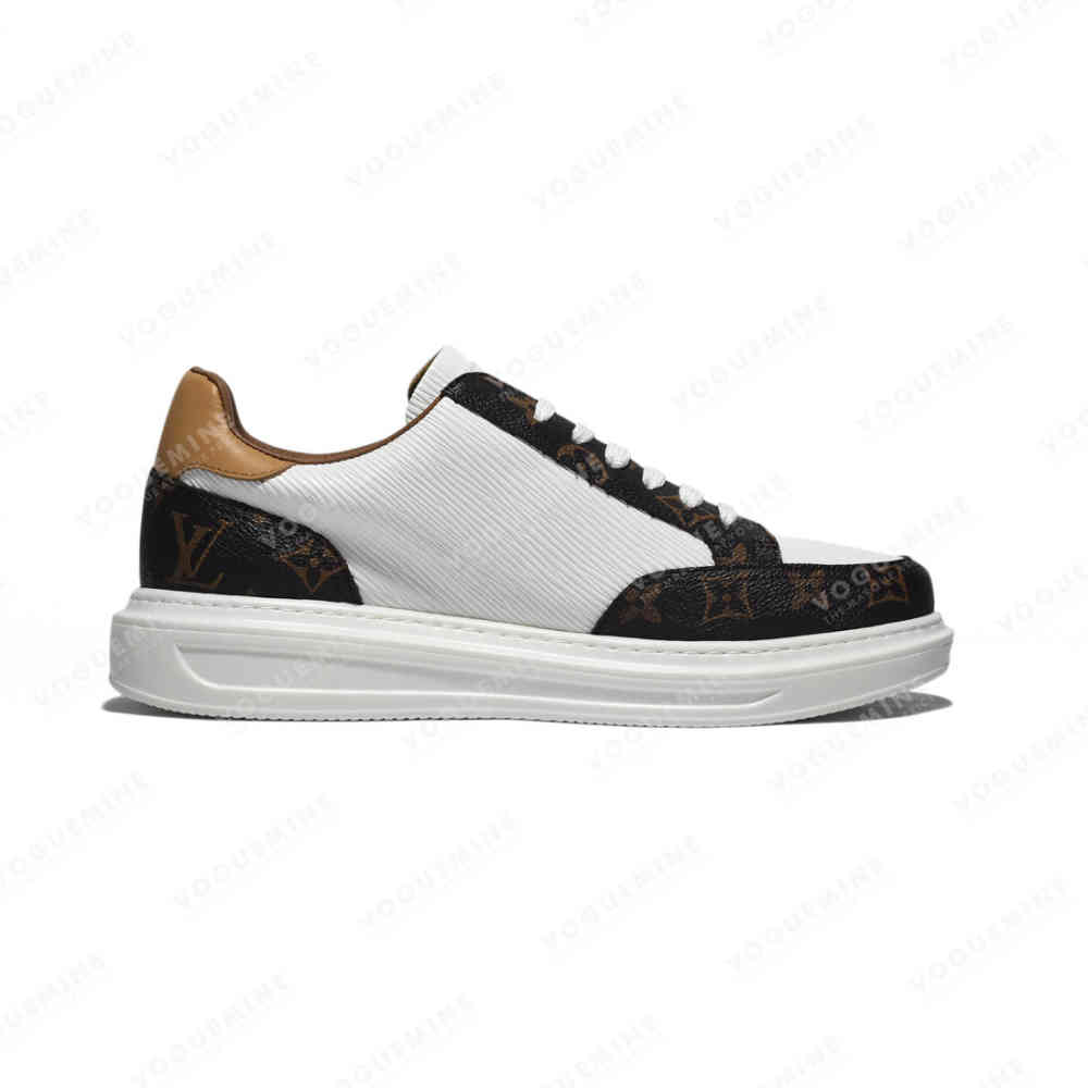 Louis Vuitton White & Brown Premium Quality Sneakers-thumb-1