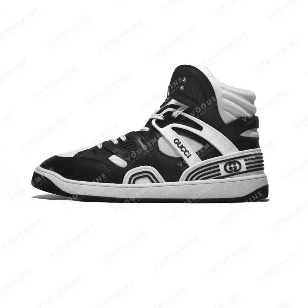 Black & White Gucci Yellow & Black Basket High-Top Sneakers