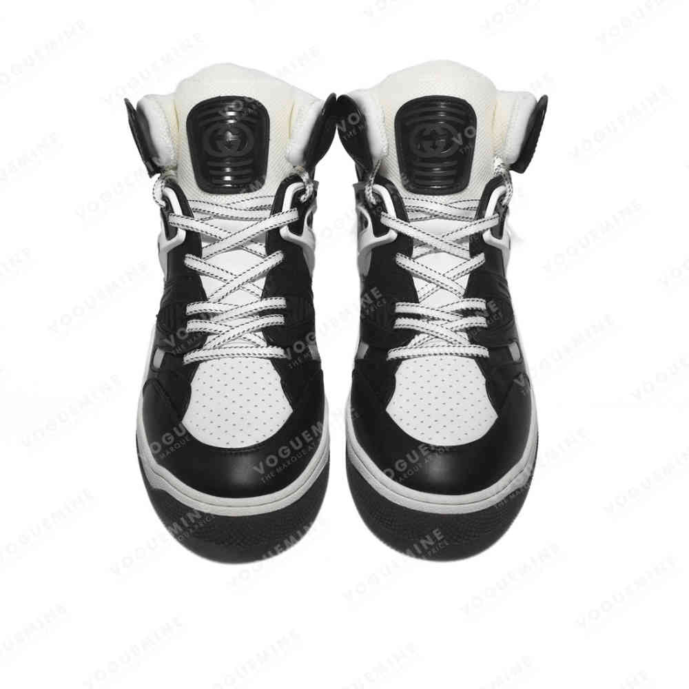 Gucci Black & White Basket High-Top Premium Sneakers-thumb-3