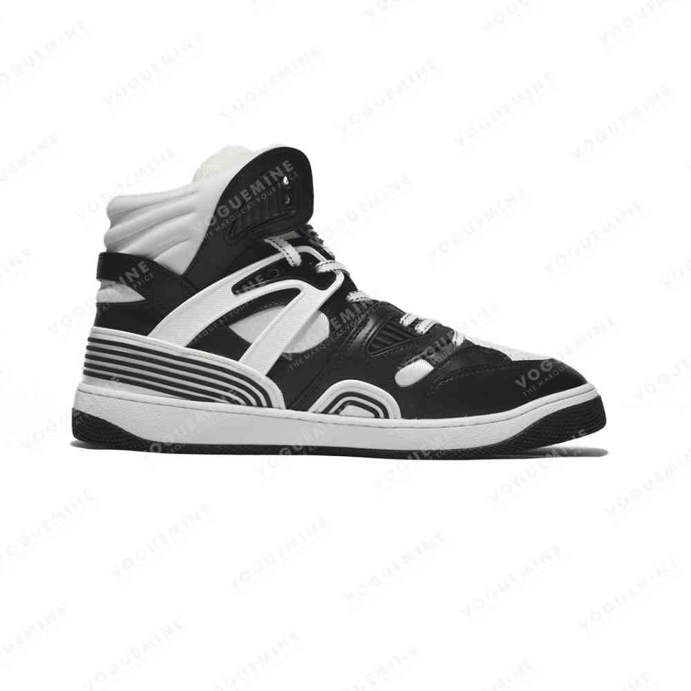 Gucci Black & White Basket High-Top Premium Sneakers-thumb-1