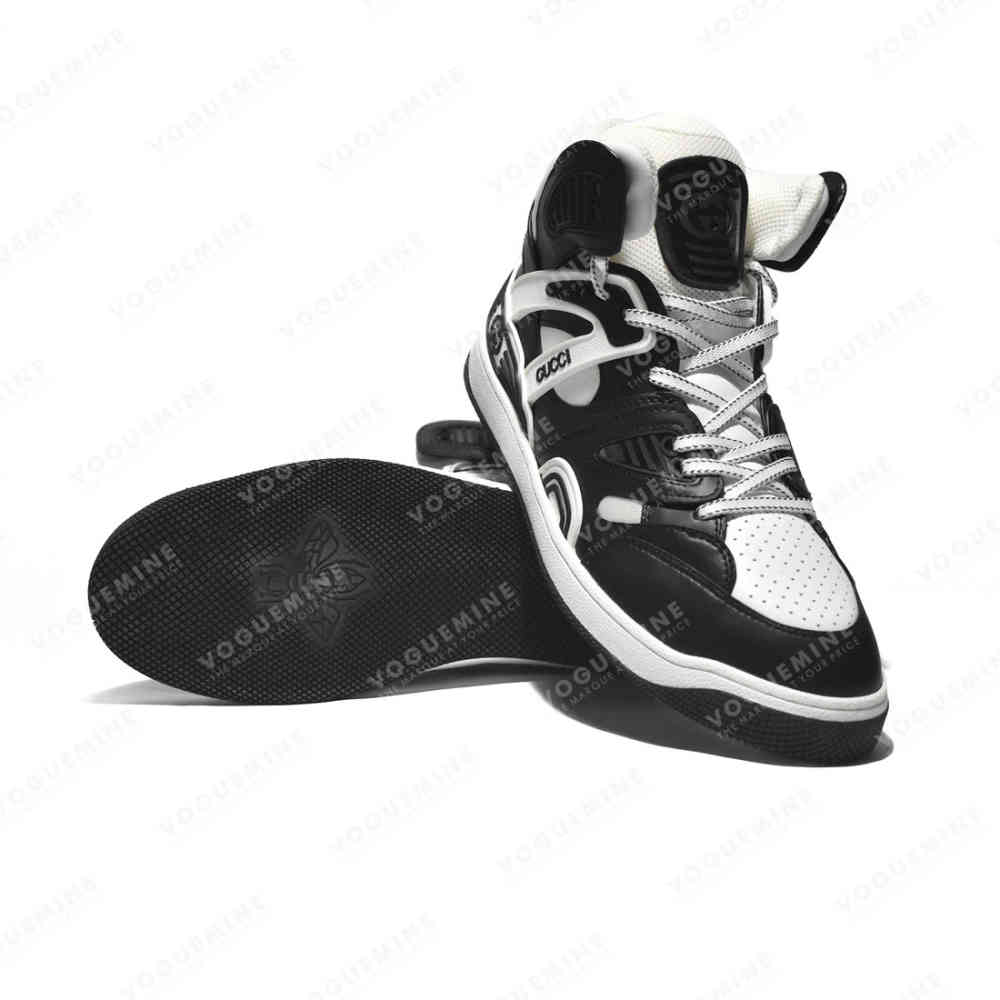 Gucci Black & White Basket High-Top Premium Sneakers-thumb-5