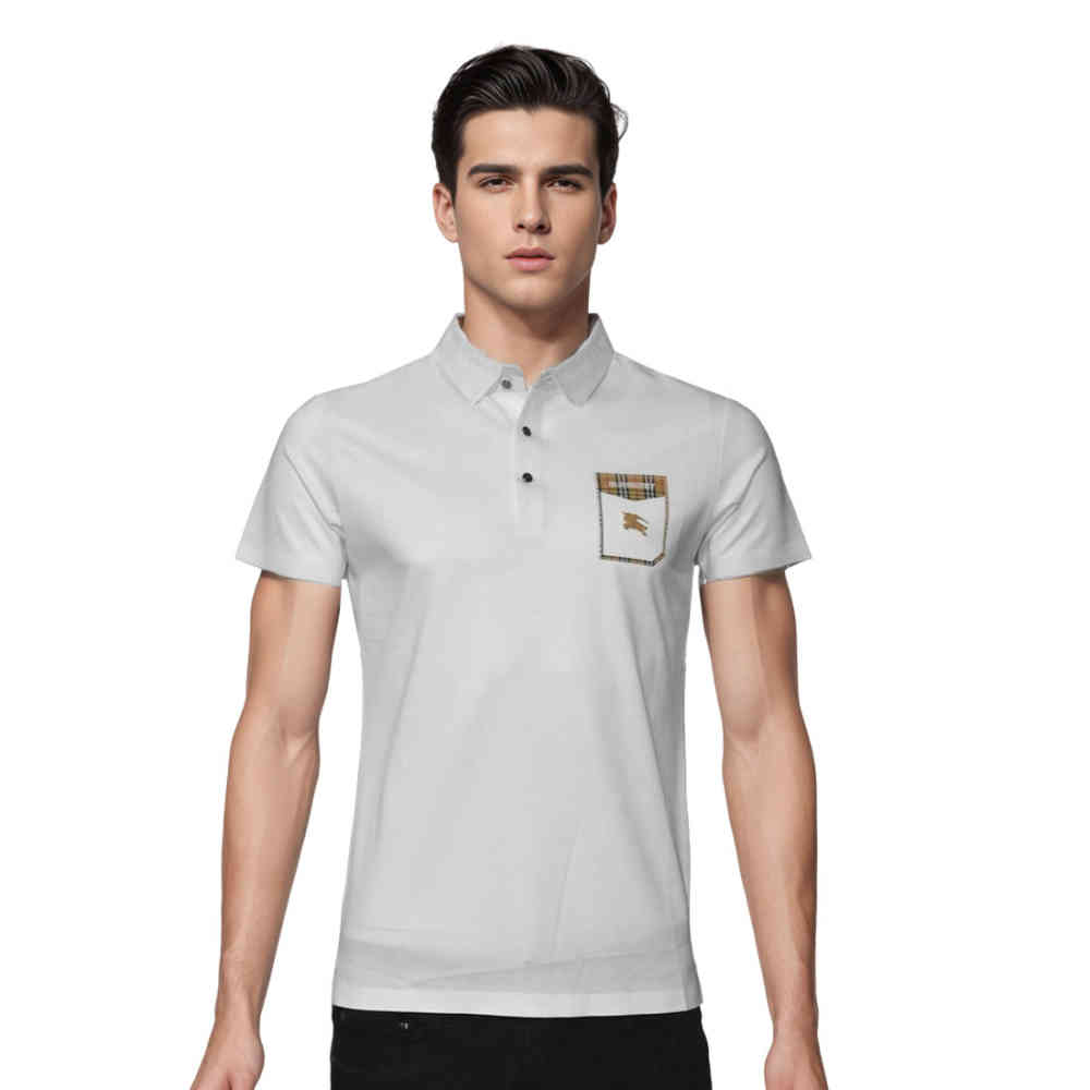 White Burberry Green Premium Quality Polo Tees