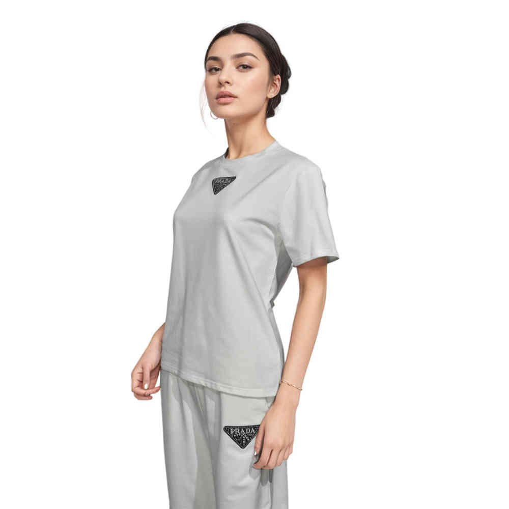 White Prada Embroidered Black Premium Co-ord Set