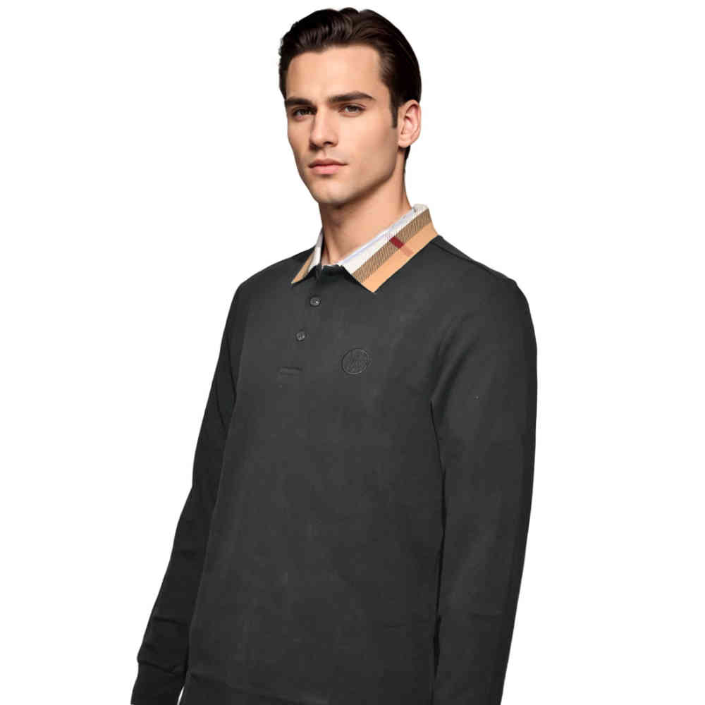 Burberry TB Embroidery Black Authentic Polo T-shirt-2