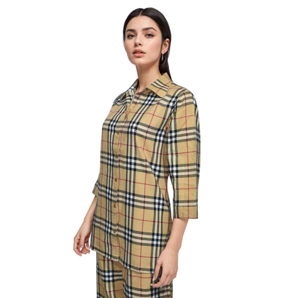 Brown Burberry Blue Check Premium Cotton Co-ord Set