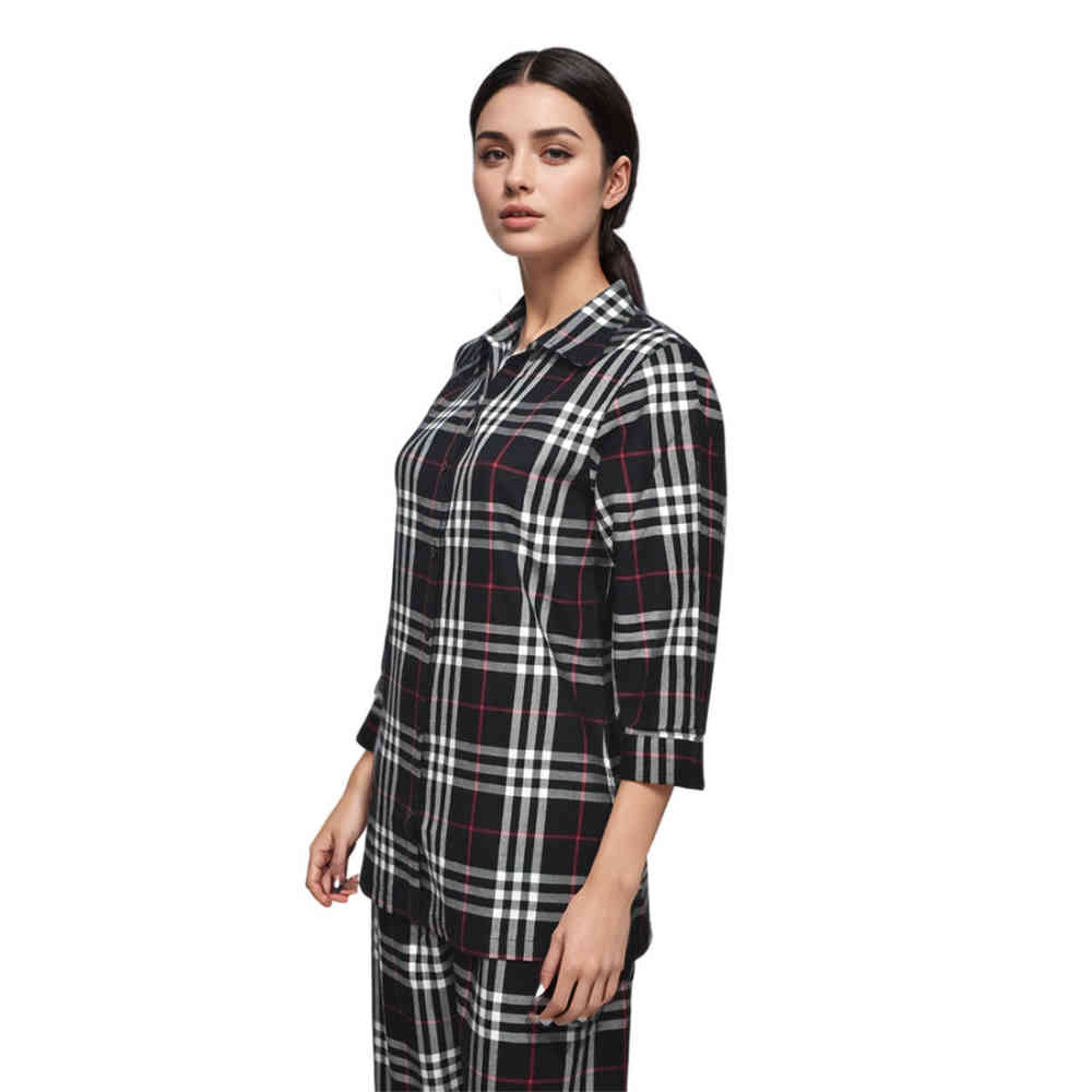 Black Burberry Blue Check Premium Cotton Co-ord Set