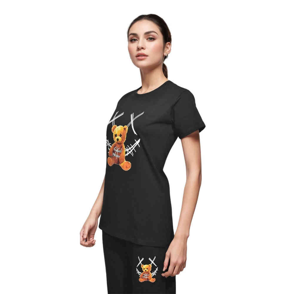 Black Moschino Bear Print White Premium Co-ord Set