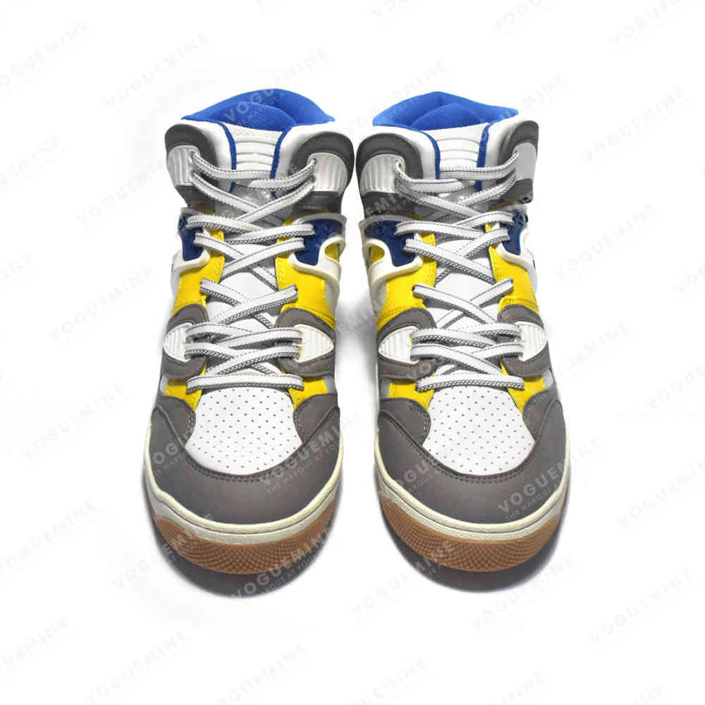 Gucci Yellow & Grey Basket High-Top Premium Sneakers-thumb-3