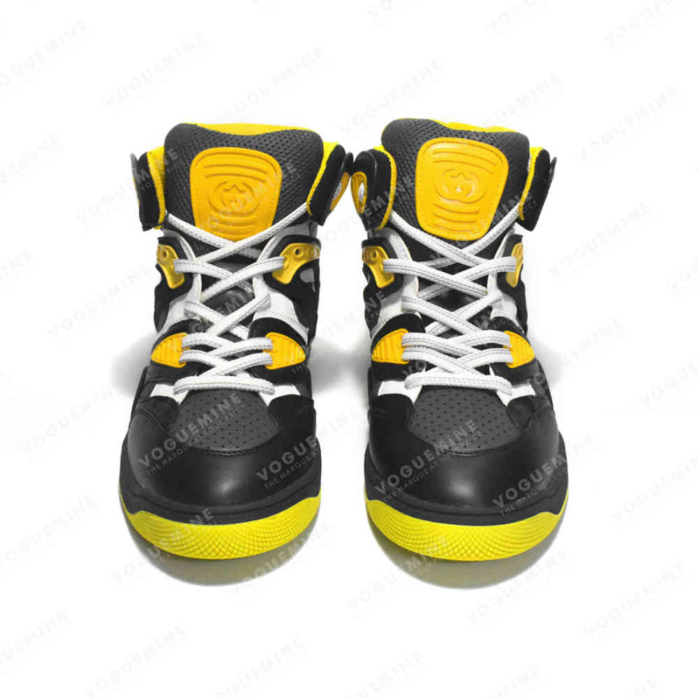 Gucci Yellow & Black Basket High-Top Sneakers-thumb-3