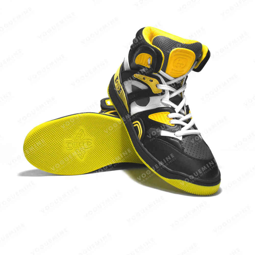 Gucci Yellow & Black Basket High-Top Sneakers-thumb-5