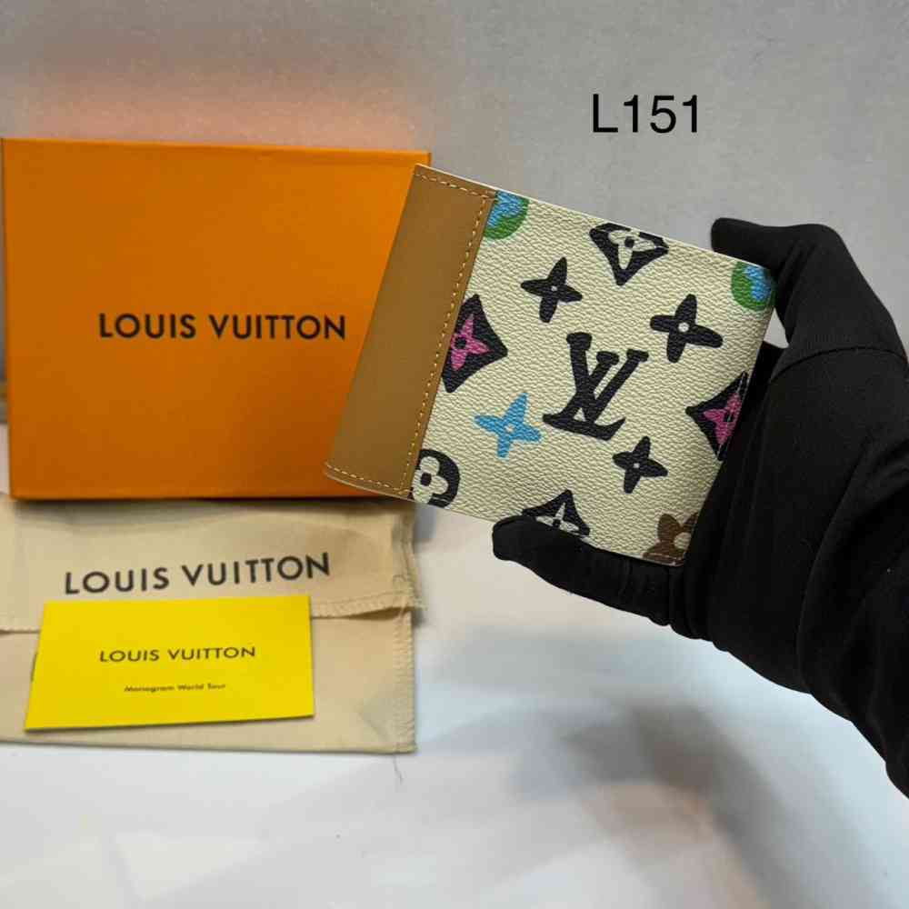 Cream Louis Vuitton Brown Premium Compact Wallet