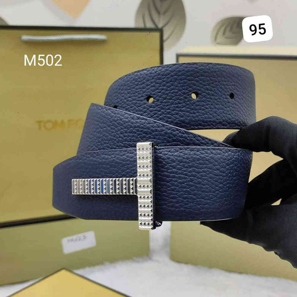 Blue Tom Ford Golden Premium Quality Leather Belt