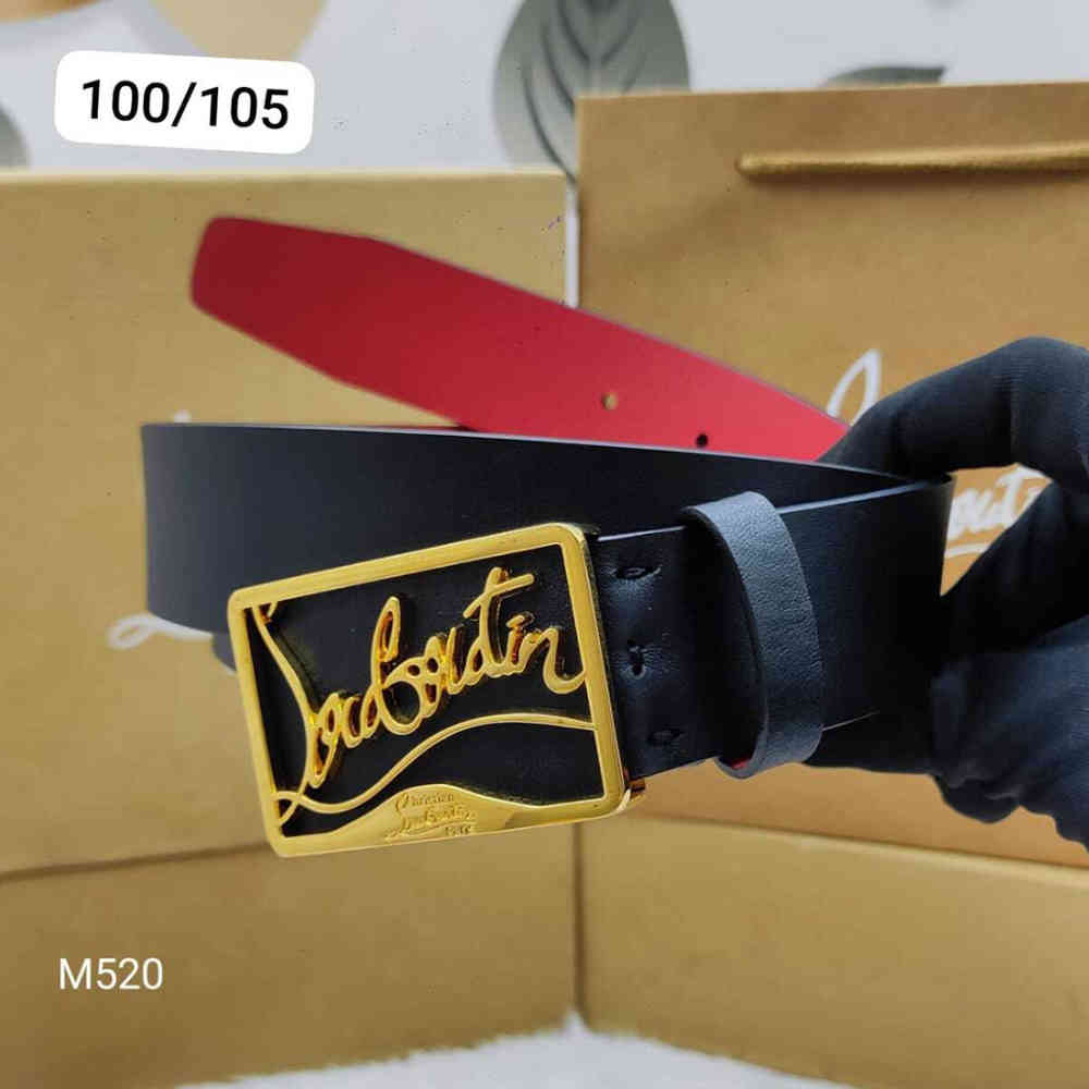 Golden Christian Louboutin Silver Premium Quality Leather Belt