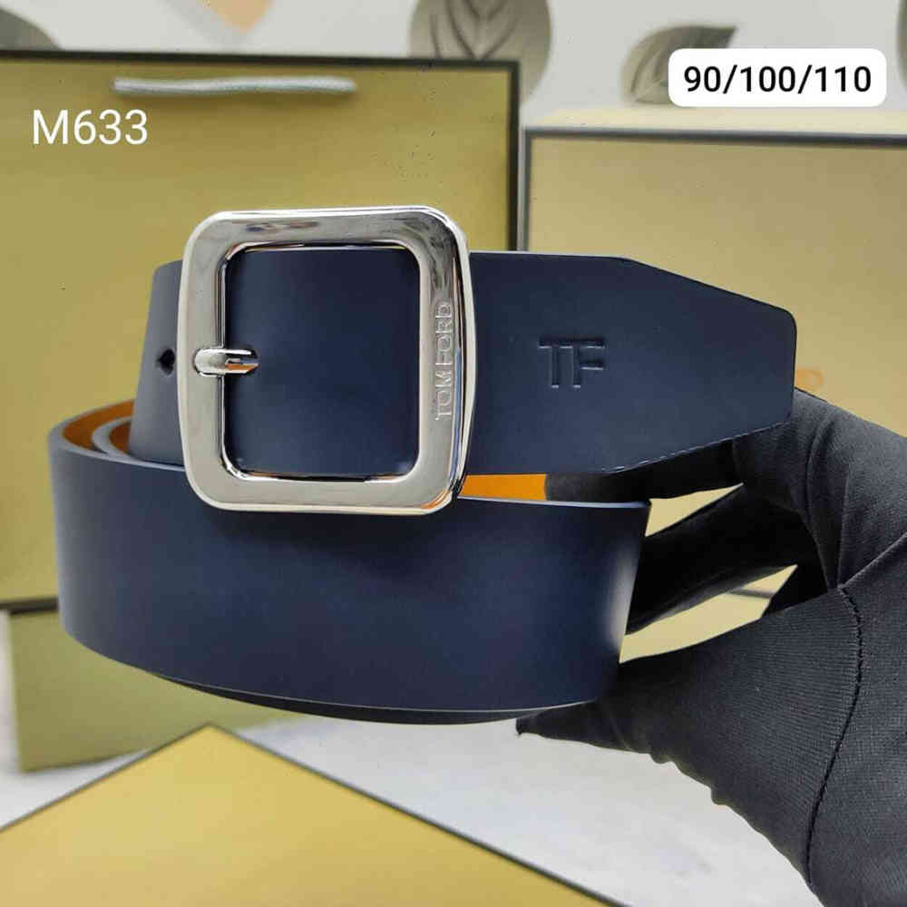 Silver Tom Ford Black Premium Quality Leather Belt