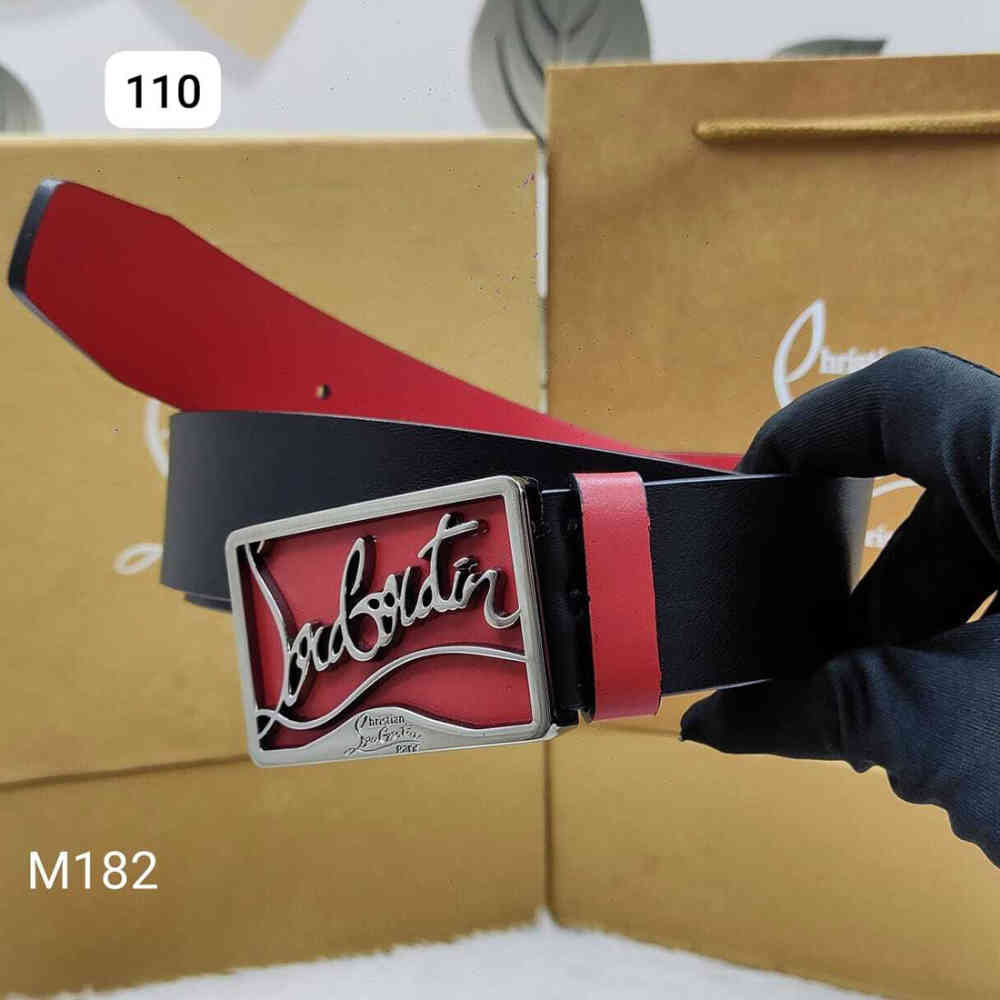 Silver Christian Louboutin Golden Premium Quality Leather Belt
