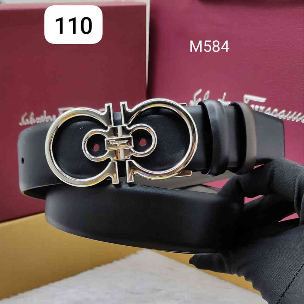 Salvatore Ferragamo Silver Premium Quality Leather Belt-thumb-0