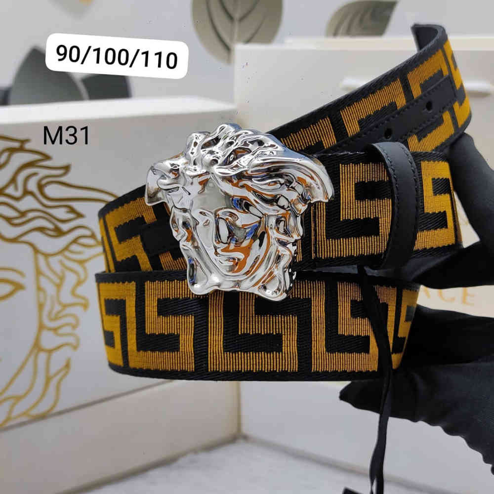 Yellow Versace Silver Premium Quality Leather Belt