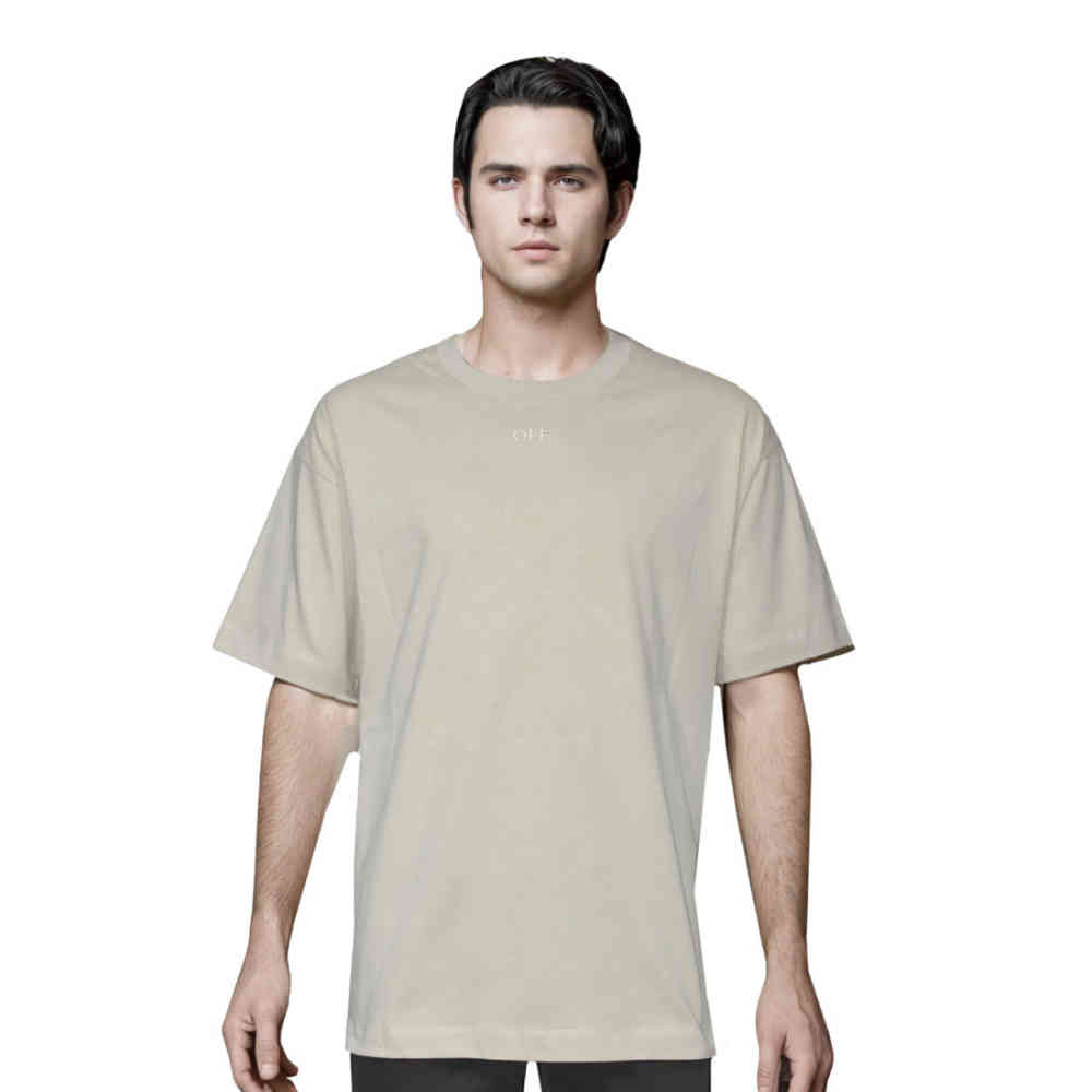Cream Off-White Sky Blue Premium Quality T-shirt