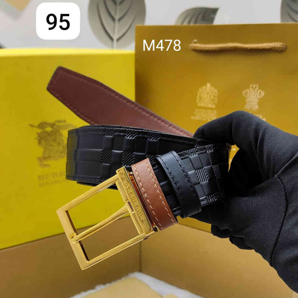 Golden Burberry Silver Premium Quality Leather Belt