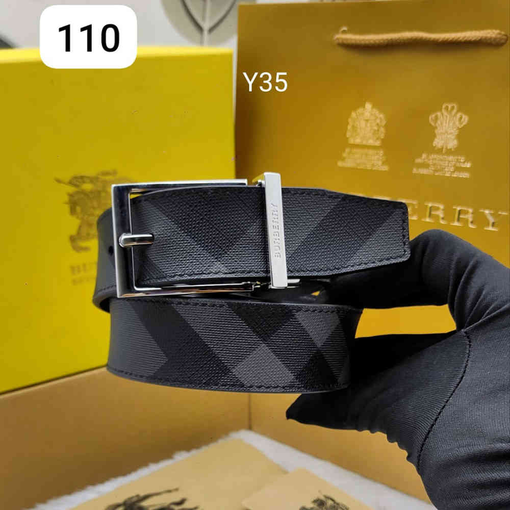 Burberry Silver Premium Quality Leather Belt-thumb-0