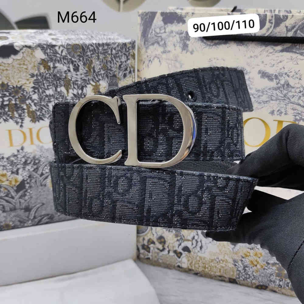 Dior Silver Premium Quality Leather Belt-thumb-0