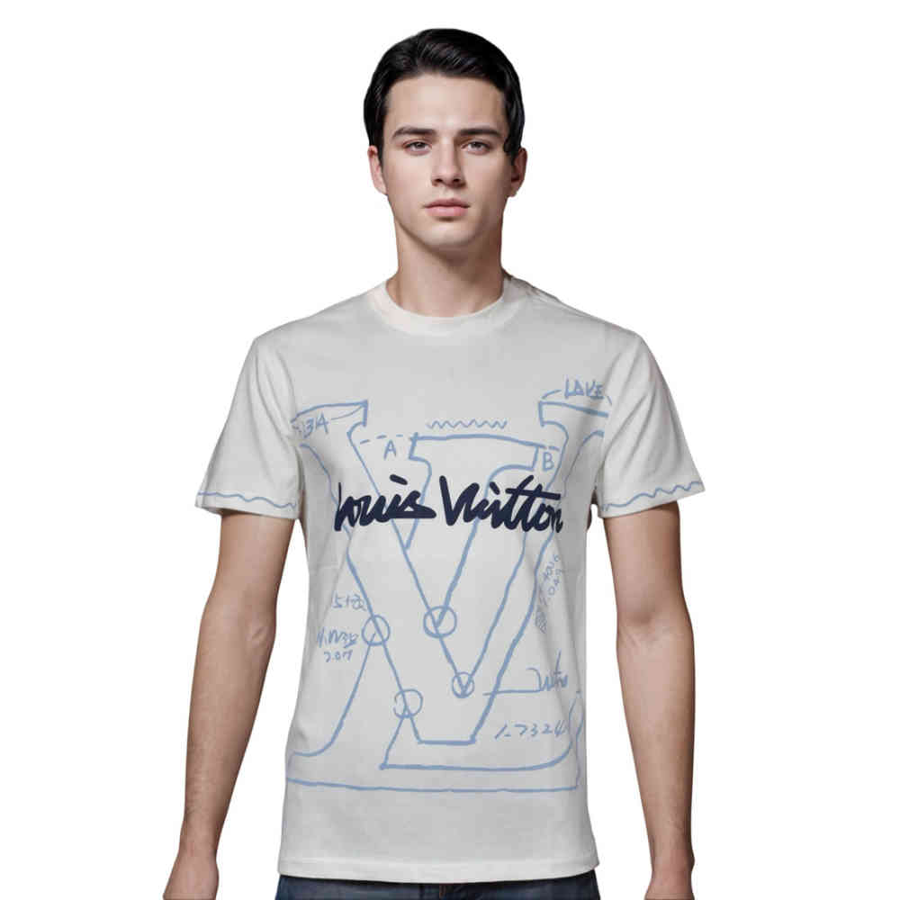 White Louis Vuitton Black Premium Quality T-shirt