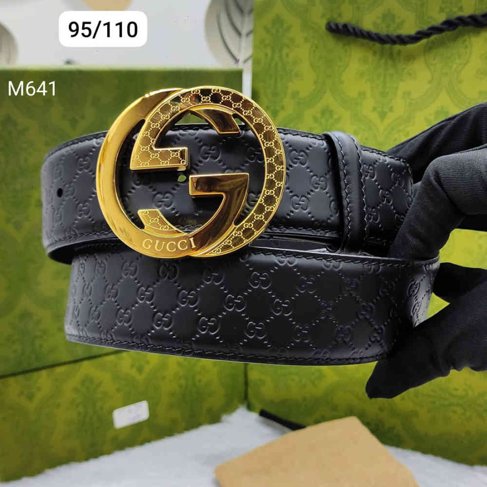 Golden Gucci Silver Premium Quality Leather Belt
