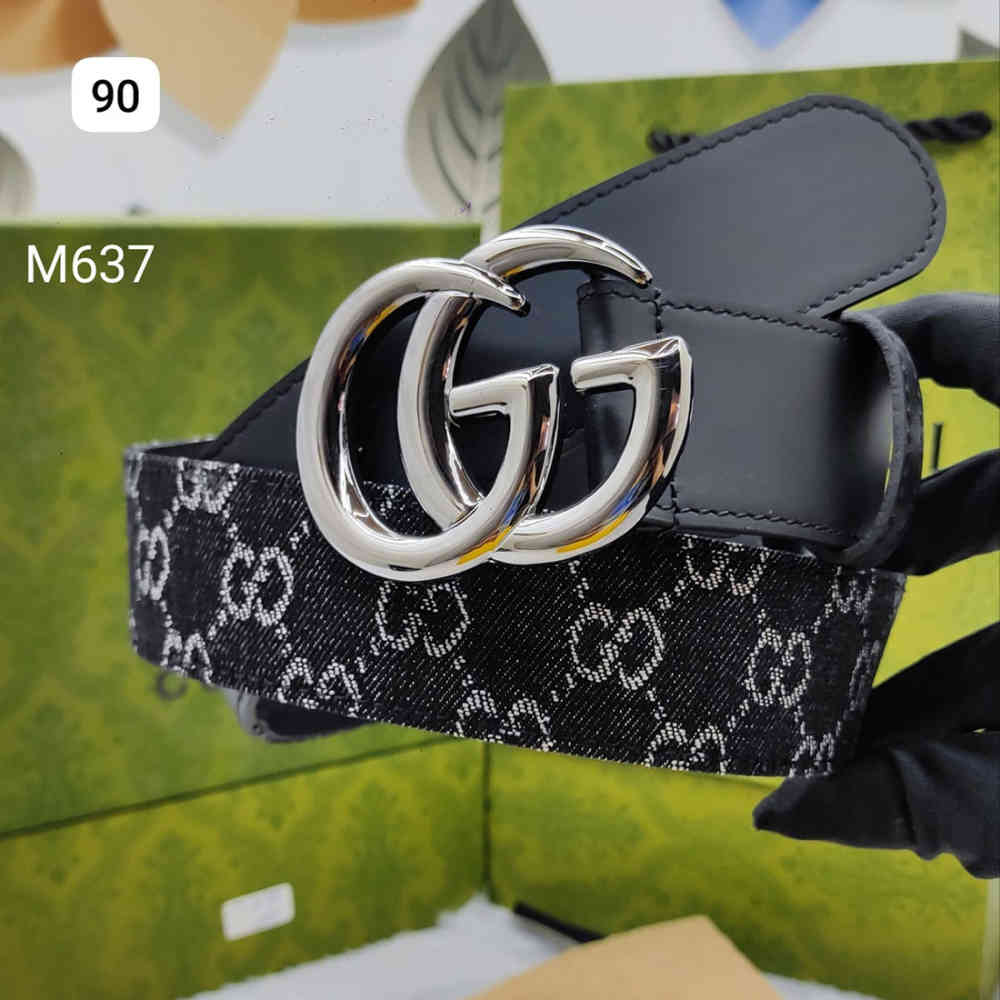 Gucci Silver Premium Quality Leather Belt-thumb-0