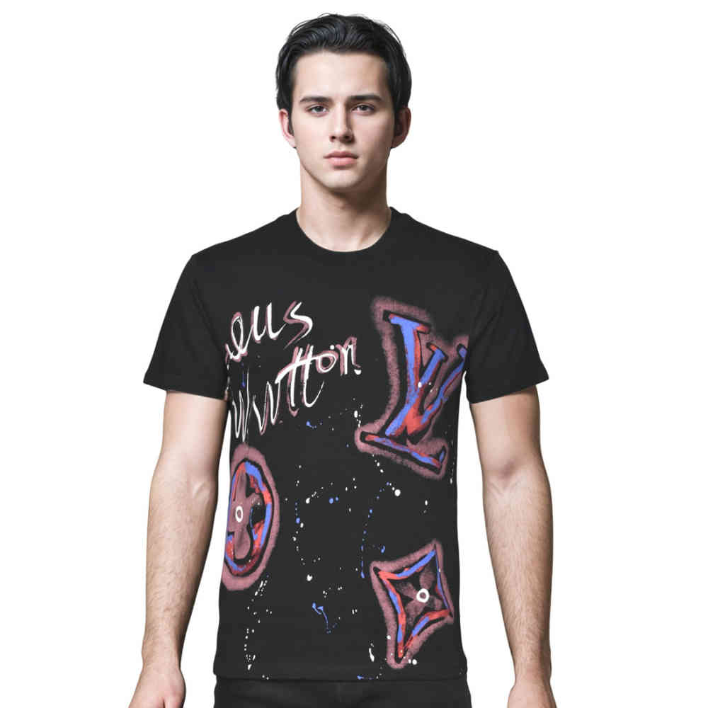 Black Louis Vuitton White Premium Quality T-shirt