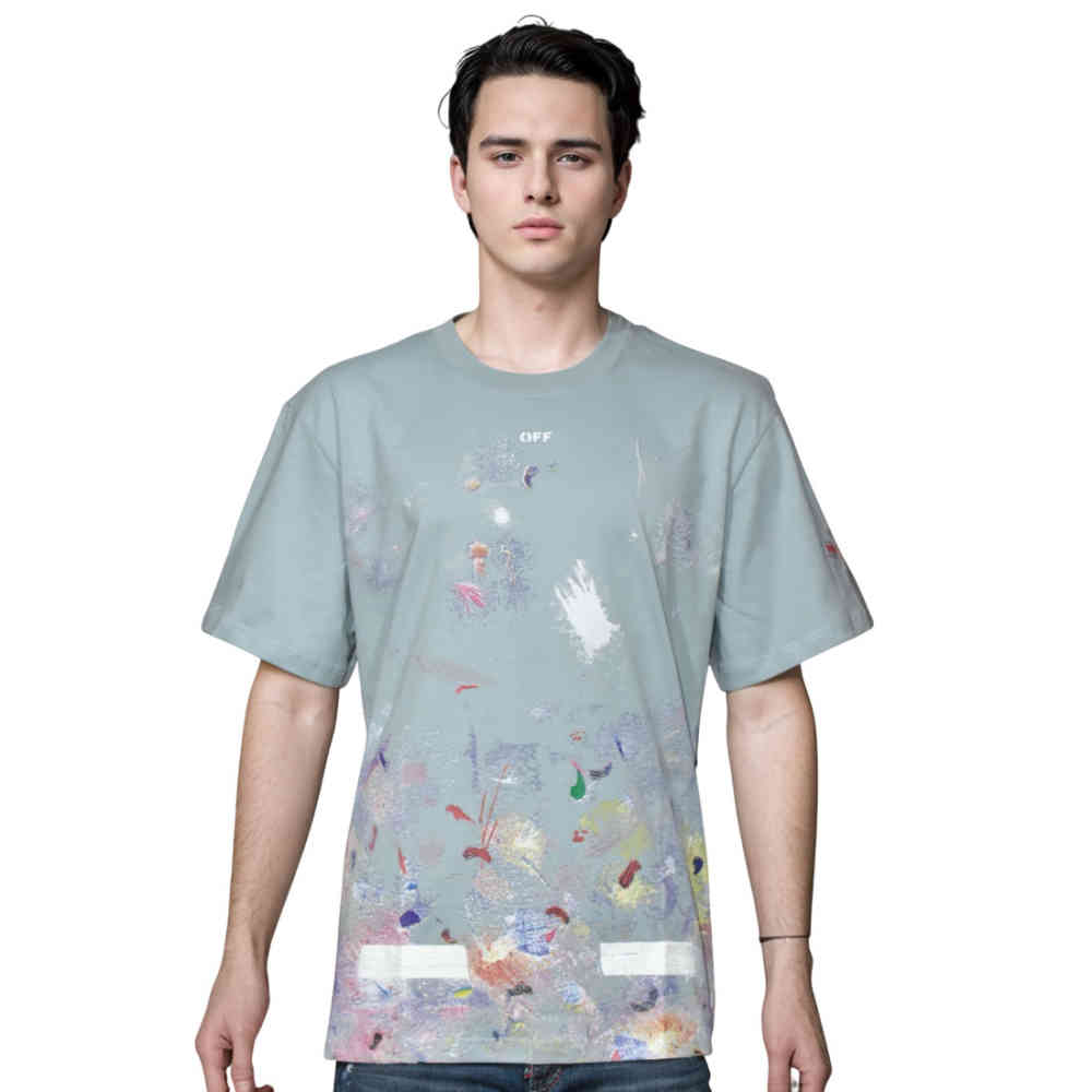 Sky Blue Off-White Black Premium Quality T-shirt