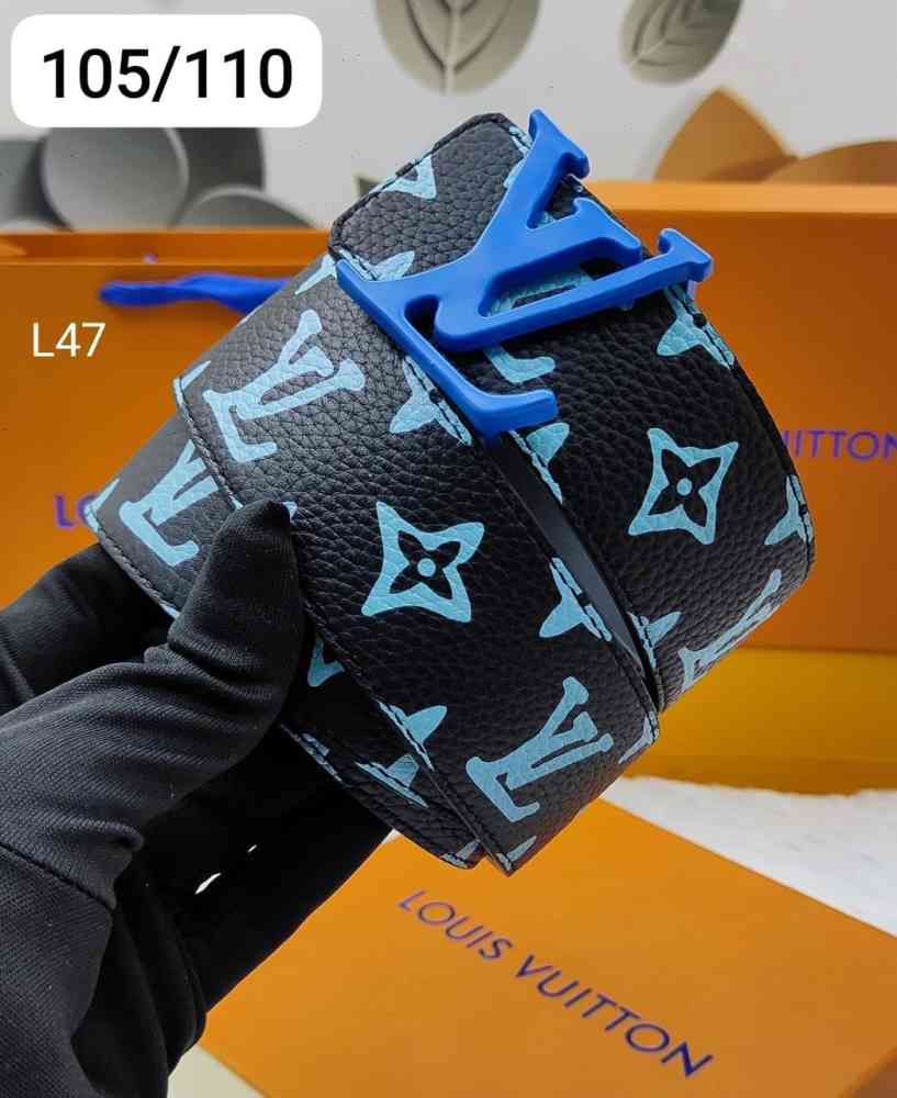 Louis Vuitton Blue Premium Quality Leather Belt-thumb-0