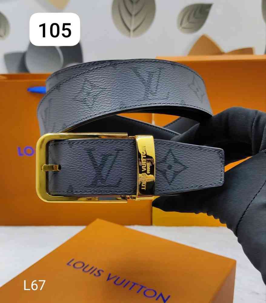 Golden Louis Vuitton Silver Premium Quality Leather Belt