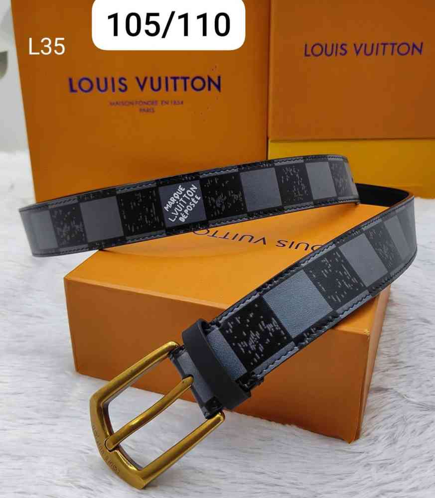 Golden Louis Vuitton Silver Premium Quality Leather Belt