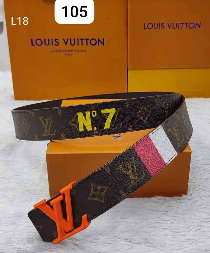 Orange Louis Vuitton Black Premium Quality Leather Belt