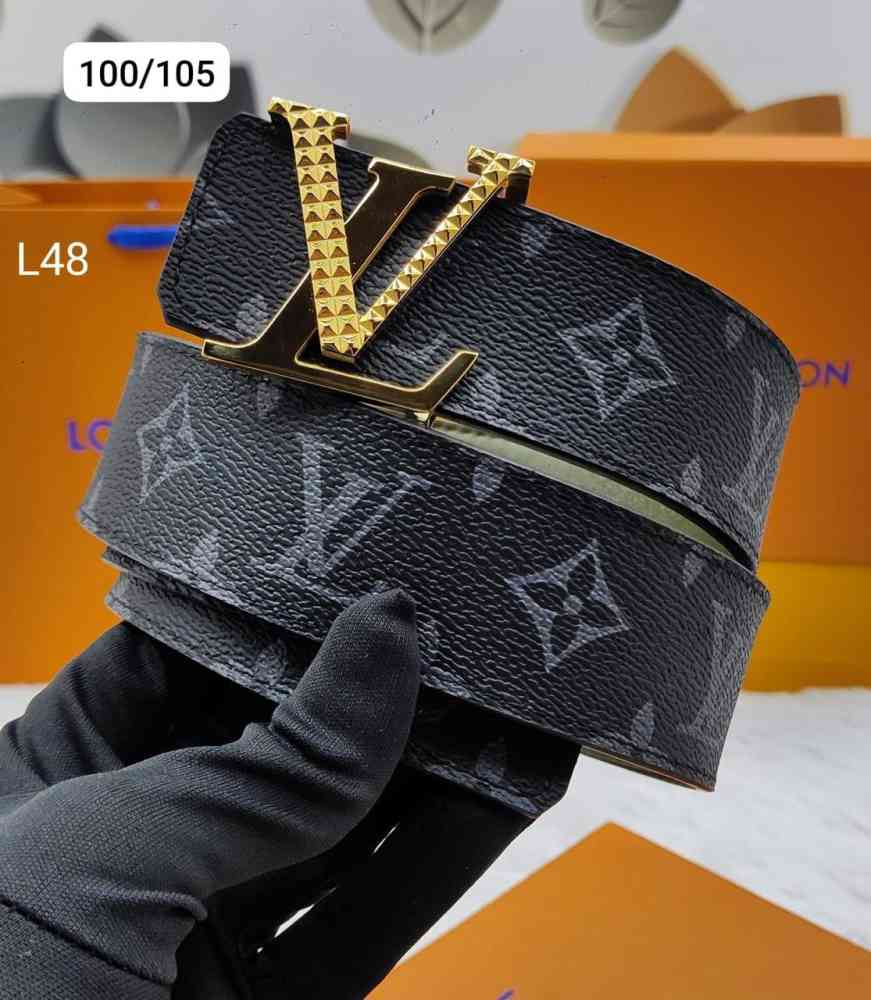 Golden Louis Vuitton Silver Premium Quality Leather Belt