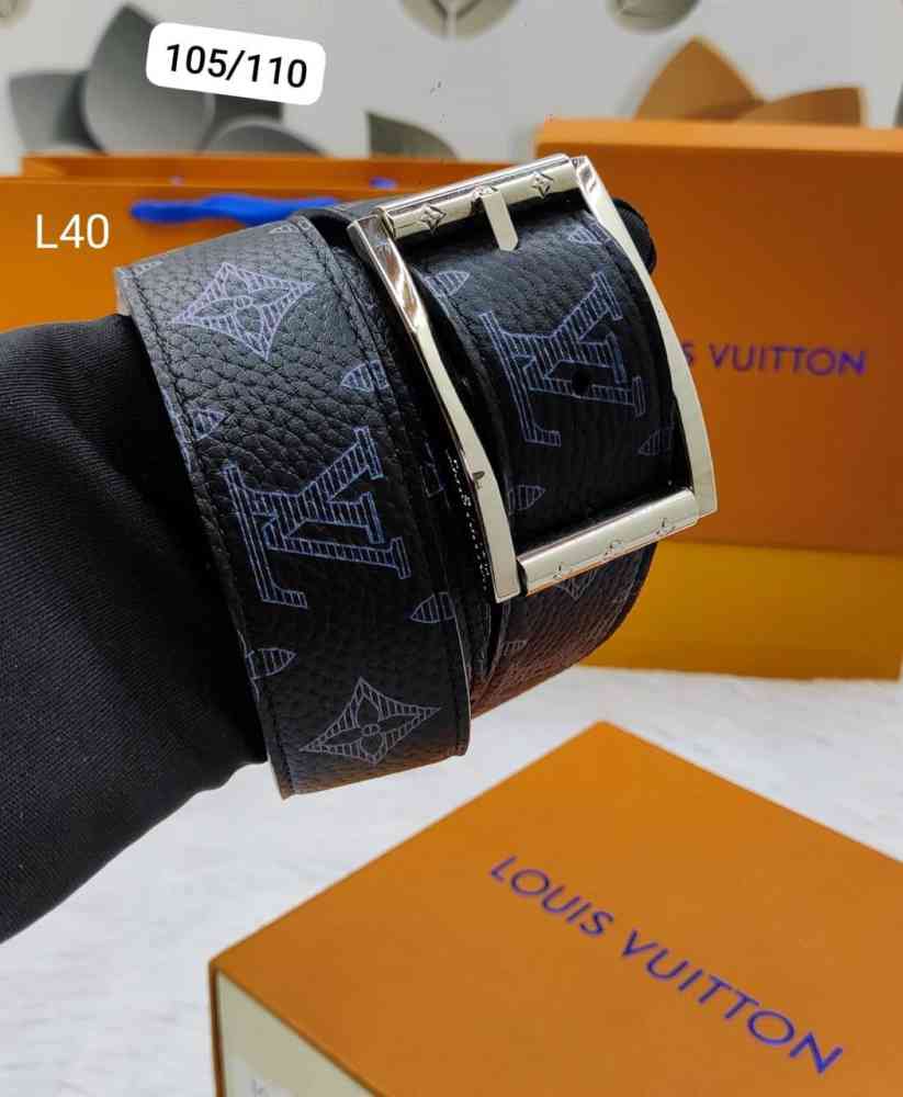 Silver Louis Vuitton Golden Premium Quality Leather Belt