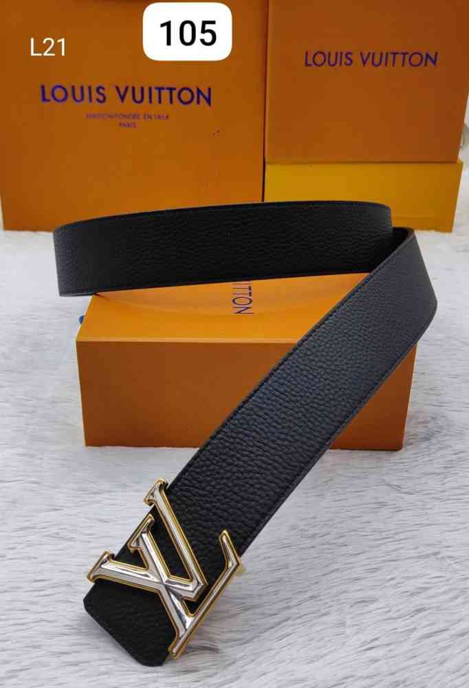 Silver Louis Vuitton Golden Premium Quality Leather Belt