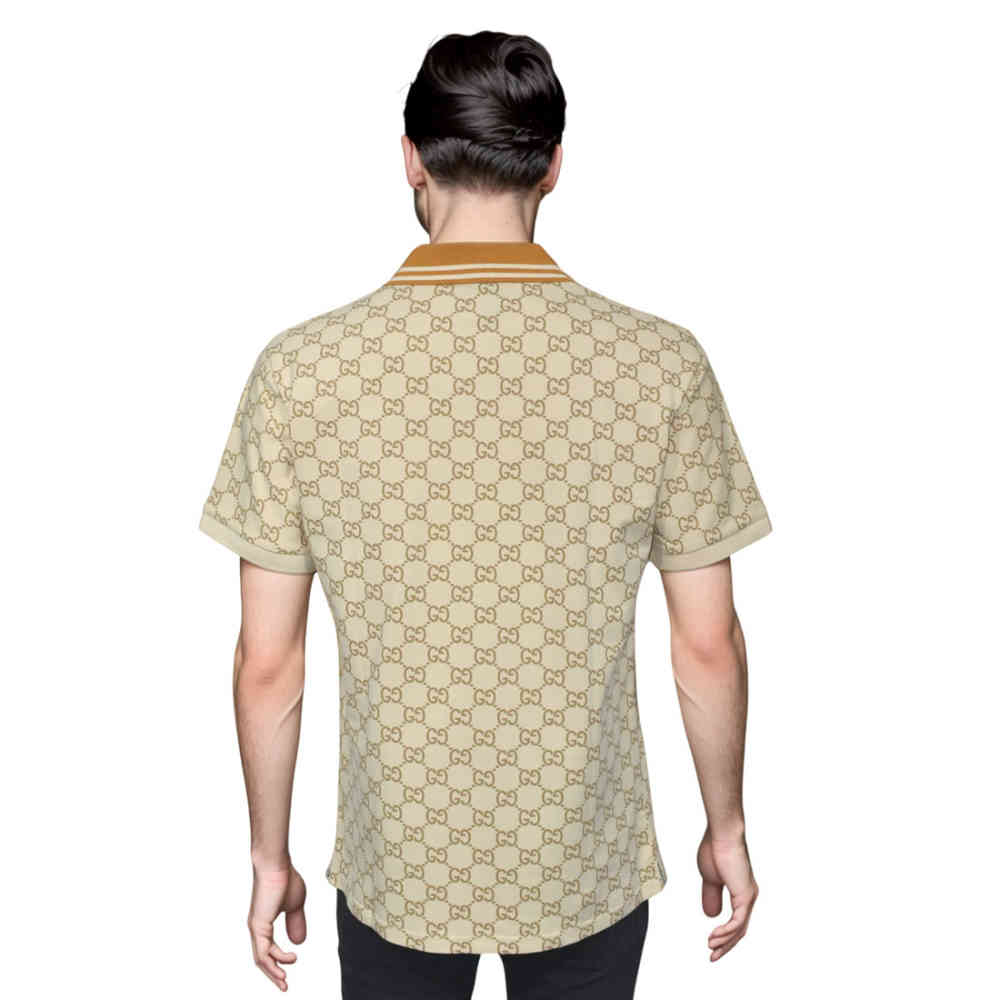 Gucci GG Stretch Cream Premium Polo T-shirt-1