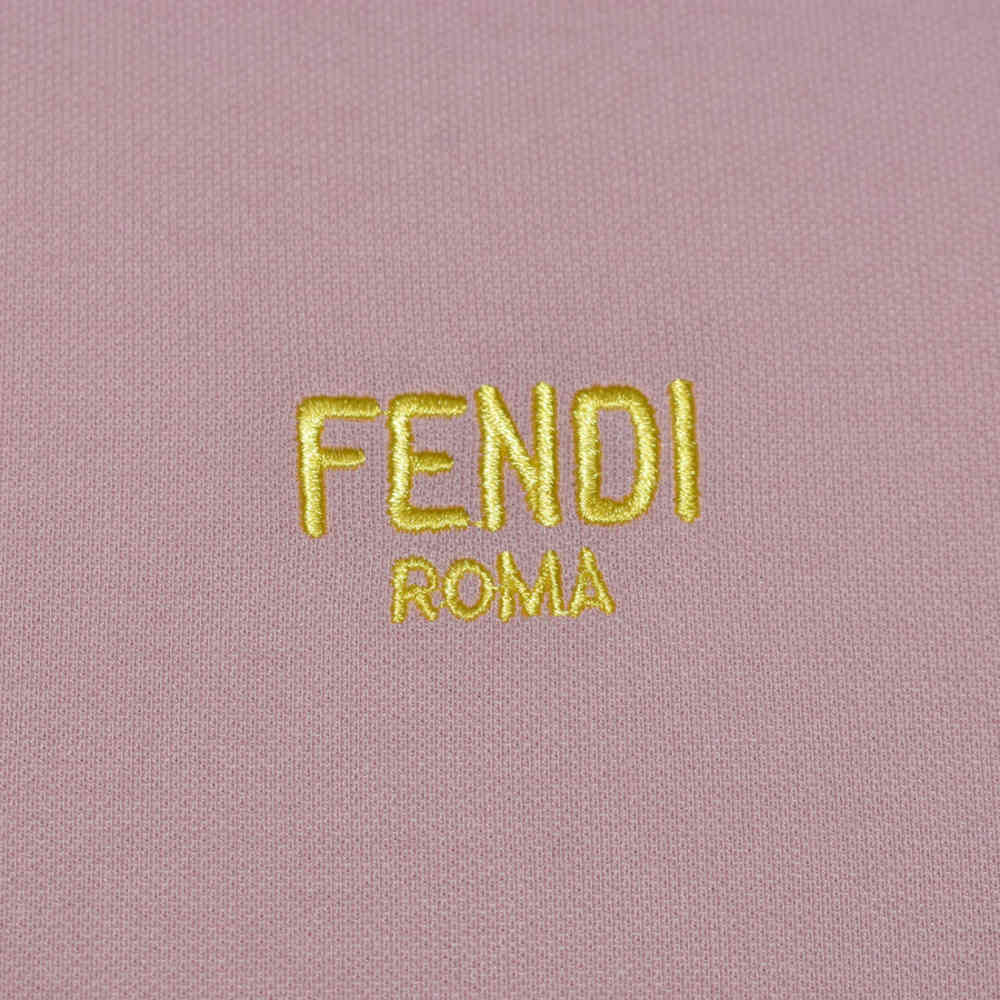 Fendi Roma Embroidered logo Pink Polo T-shirt-3