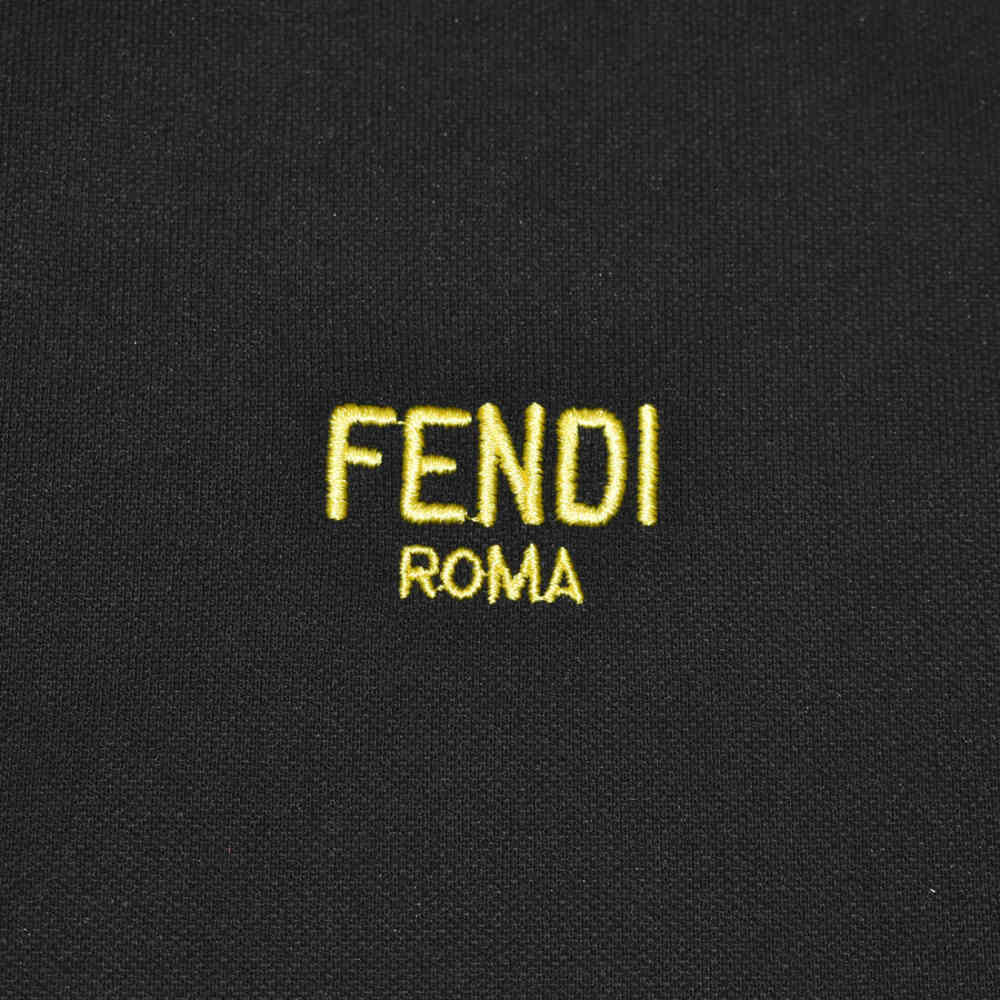 Fendi Roma Embroidered logo Black Polo T-shirt-thumb-3