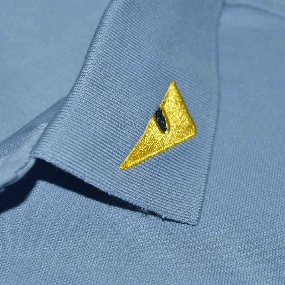 Fendi Roma Embroidered logo Sky Blue Polo T-shirt-4